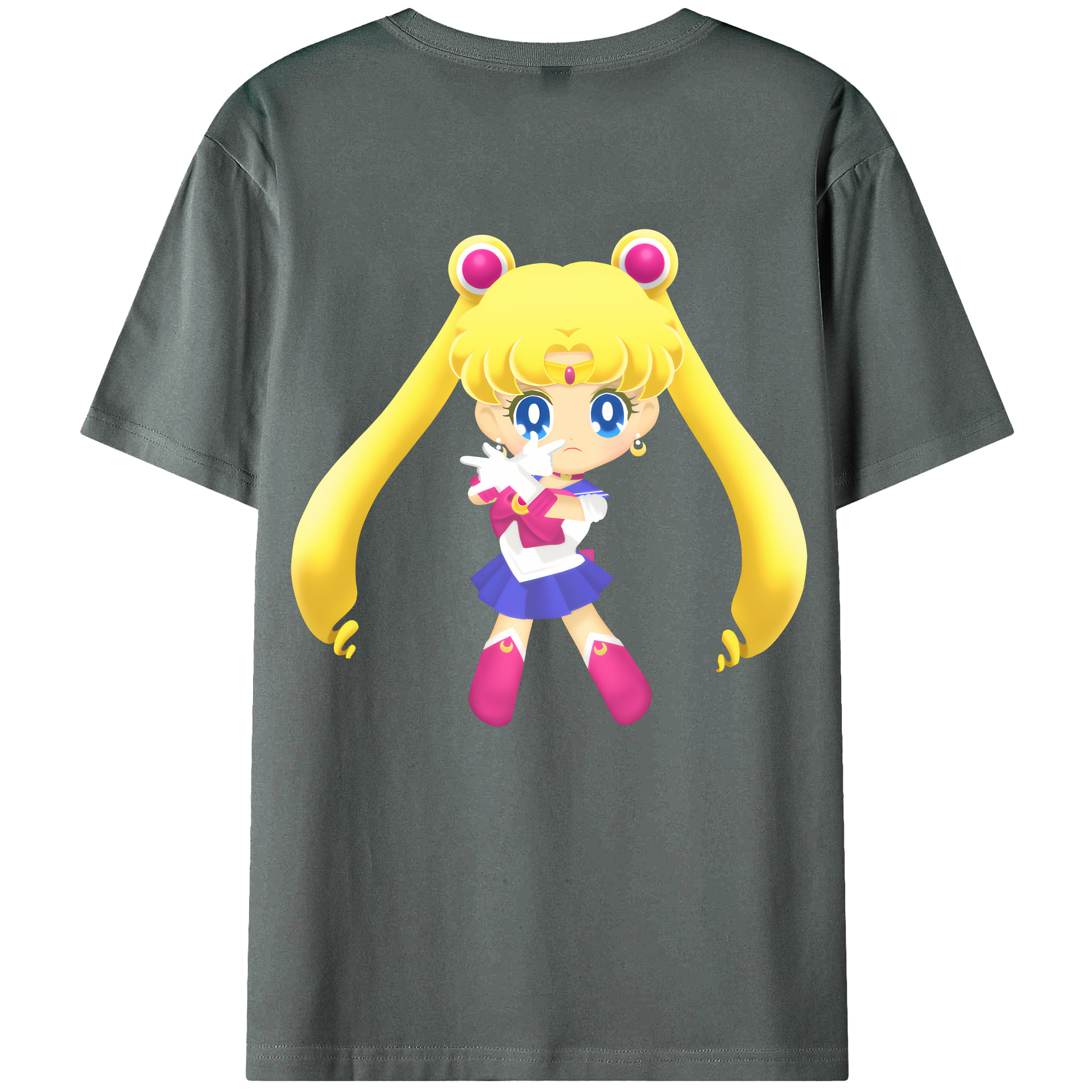 （画像用） 美少女戦士セーラームーン 月野 うさぎ つきの うさぎ Sailor Moon Tsukino Usagi 綿100％ メンズ半袖Tシャツ（バックプリント） 通気性